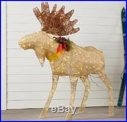 Lighted Woodland Golden Moose Sculpture Outdoor Christmas Decor Holiday Yard Art