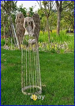 Linfevisi Garden Angel Statue Decor Rustic Metal Angel Sculpture Garden Yard