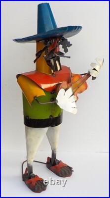 METAL ART MARIACHI SCULPTURE 33 TALL YARD ART MUSICIAN With FIDDLE VIOLIN