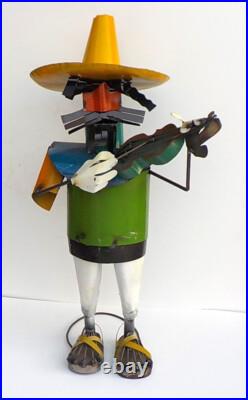 METAL ART MARIACHI SCULPTURE 33 TALL YARD ART MUSICIAN With FIDDLE VIOLIN