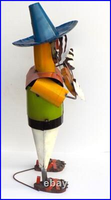 METAL ART MARIACHI SCULPTURE 33 TALL YARD ART MUSICIAN With FIDDLE VIOLIN