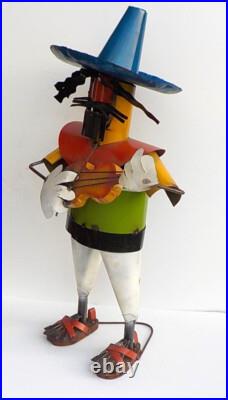 METAL ART MARIACHI SCULPTURE 33 TALL YARD ART MUSICIAN With FIDDLE VIOLIN