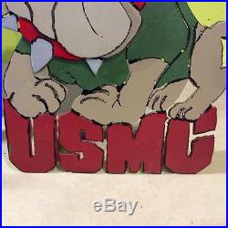 Marines bulldog metal yard art door stop man cave bar USMC decor sculpture