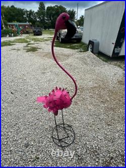 Metal Art 53.5 Tall PINK FLAMINGO Statue Yard Ornament Garden Decor (Mexico)