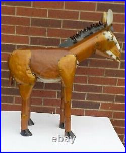 Metal Art Donkey Sculpture Animal Figure 37 1/2 Tall Burro Brown