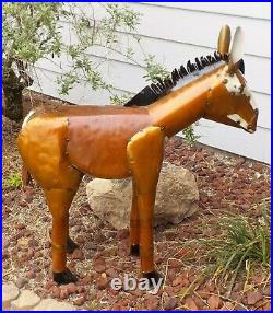 Metal Art Donkey Sculpture Animal Figure 37 1/2 Tall Burro Brown
