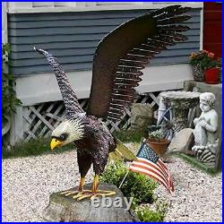 Metal Bald Eagle Garden Statue Outdoor Large Bird Metal Yard Lawn Art Sculpture