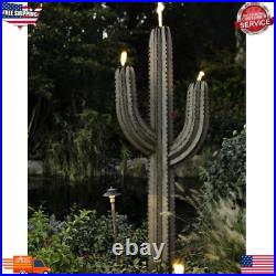 Metal Cactus Yard Torch Saguaro Cactus Outdoor Decor Tall Sculpture Garden Home