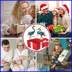 Metal Color Blue Heron Crane Statue Sculpture Bird Art Decor Home Yard Patio