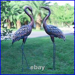 Metal Crane Heron Statue Art Accent Pond Decoy Patio Porch Lawn Garden Yard Bird