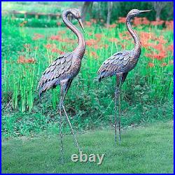 Metal Crane Heron Statue Art Accent Pond Decoy Patio Porch Lawn Garden Yard Bird