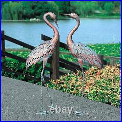 Metal Crane Heron Statue Art Accent Pond Decoy Patio Porch Lawn Garden Yard Bird