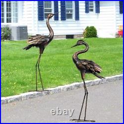 Metal Crane Heron Statue Sculpture Bird Art Decor Home Modern Yard Patio Lawn