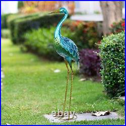 Metal Crane Heron Statue Sculpture Garden Bird Yard Art Decor Lawn Outdoor Patio