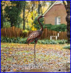 Metal Crane Patina Large Statue Sculpture Garden Decoration