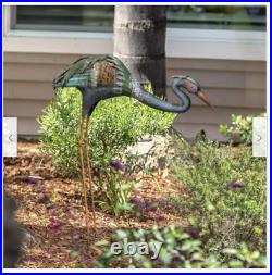 Metal Crane Statue Sculpture Garden Bird Yard Art Decor Lawn Home Outdoor Porch