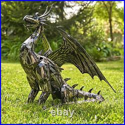 Metal Dragon Sculpture Outdoor Garden Yard Lawn Decor Patio Pathway Porch Statue
