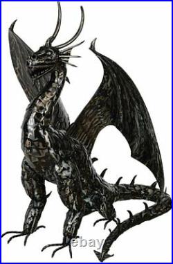 Metal Dragon Sculpture Outdoor Garden Yard Lawn Decor Patio Pathway Porch Statue