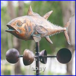 Metal Fish Wind Spinner Sculpture Antique Outdoor Statue Garden Stake Yard Decor Metal Fish Wind Spinner Sculpture Antique Outdoor Statue Garden Stake Yard Decor