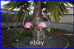 Metal Flamingo Garden Pink Sculpture Decor Yard Art Set of 2 vintage Springs