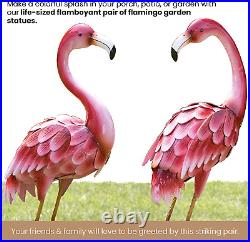 Metal Flamingo Garden Statues 35 ½ Tall Yard Decorations Outdoor Sculptures