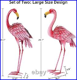 Metal Flamingo Garden Statues Decorative Yard Garden 2 Bird Sculptures Patio Art