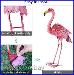 Metal Flamingo Garden Statues Decorative Yard Garden 2 Bird Sculptures Patio Art