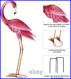Metal Flamingo Garden Statues Decorative Yard Garden 2 Bird Sculptures Patio Art