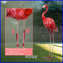 Metal Flamingo Garden Statues Large Red Flamingo Yard Art Outdoor Sculptures for