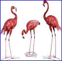 Metal Flamingo Garden Statues Large Red Flamingo Yard Art Outdoor Sculptures for