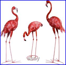 Metal Flamingo Garden Statues Red Flamingo Yard Art Outdoor Sculptures for Home