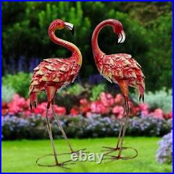 Metal Flamingo Statue Sculpture Garden Bird Yard Art Decor Lawn Outdoor Patio