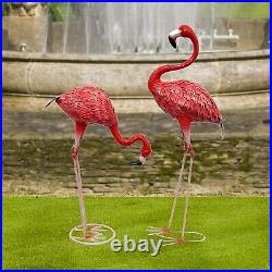 Metal Flamingo Statue Sculpture Garden Bird Yard Art Decor Lawn Outdoor Patio