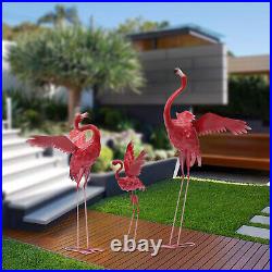 Metal Flamingo Statues For Lawn Yard Garden Decoration Sculpture Bird Patio Art