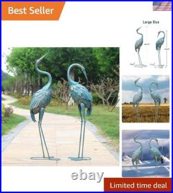 Metal Garden Crane Statues Set of 2 Outdoor Yard Art Durable Residential Decor