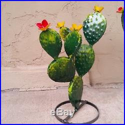 Metal Garden Yard Art 17 Prickly Pear Metal Cactus Plant Home & Kitchen Decor