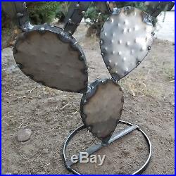 Metal Garden Yard Art -TWO 17 Flowering Prickly Pear Cactus Plants UNPAINTED