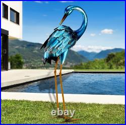 Metal Heron Crane Garden Statue Bird Art Décor Sculpture Yard
