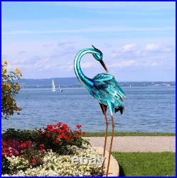 Metal Heron Crane Garden Statue Bird Art Décor Sculpture Yard