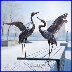 Metal Heron Crane Garden Statue Bird Yard Sculpture Art Lawn Outdoor Decor Patio