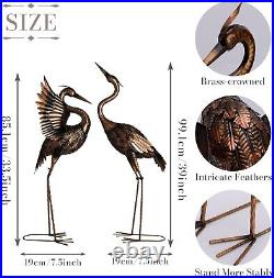 Metal Heron Crane Statue Sculpture Bird Art Decor Home Modern Yard Patio Lawn