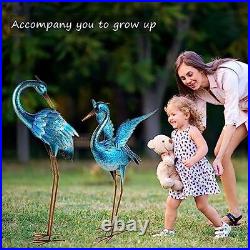 Metal Heron Crane Statue Sculpture Bird Art Decor Home Modern Yard Patio Lawn