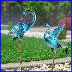 Metal Heron Crane Statue Sculpture Bird Art Decor Home Modern Yard Patio Lawn