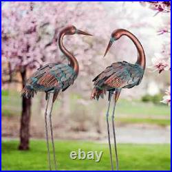 Metal Heron Crane Statue Sculpture Bird Art Decor Home Modern Yard Patio Lawn