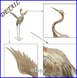 Metal Heron Crane Statue Sculpture Bird Art Decor Home Modern Yard Patio Lawn