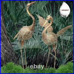 Metal Heron Crane Statue Sculpture Bird Art Decor Home Modern Yard Patio Lawn