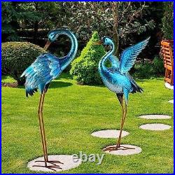 Metal Heron Crane Statue Sculpture Bird Art Decor Home Modern Yard Patio Lawn