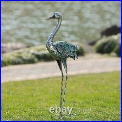 Metal Heron Crane Statue Sculpture Bird Art Decor Home Modern Yard Patio Lawn