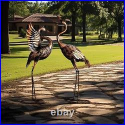 Metal Heron Crane Statue Sculpture Bird Art Decor Home Modern Yard Patio Lawn