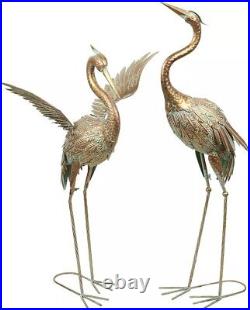 Metal Heron Crane Statue Sculpture Bird Art Decor Home Modern Yard Patio Lawn